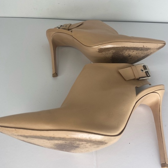 Gianvito Rossi Tan Point Toe Back Buckle Strap Luxury Leather Heels 39 - Picture 9 of 10